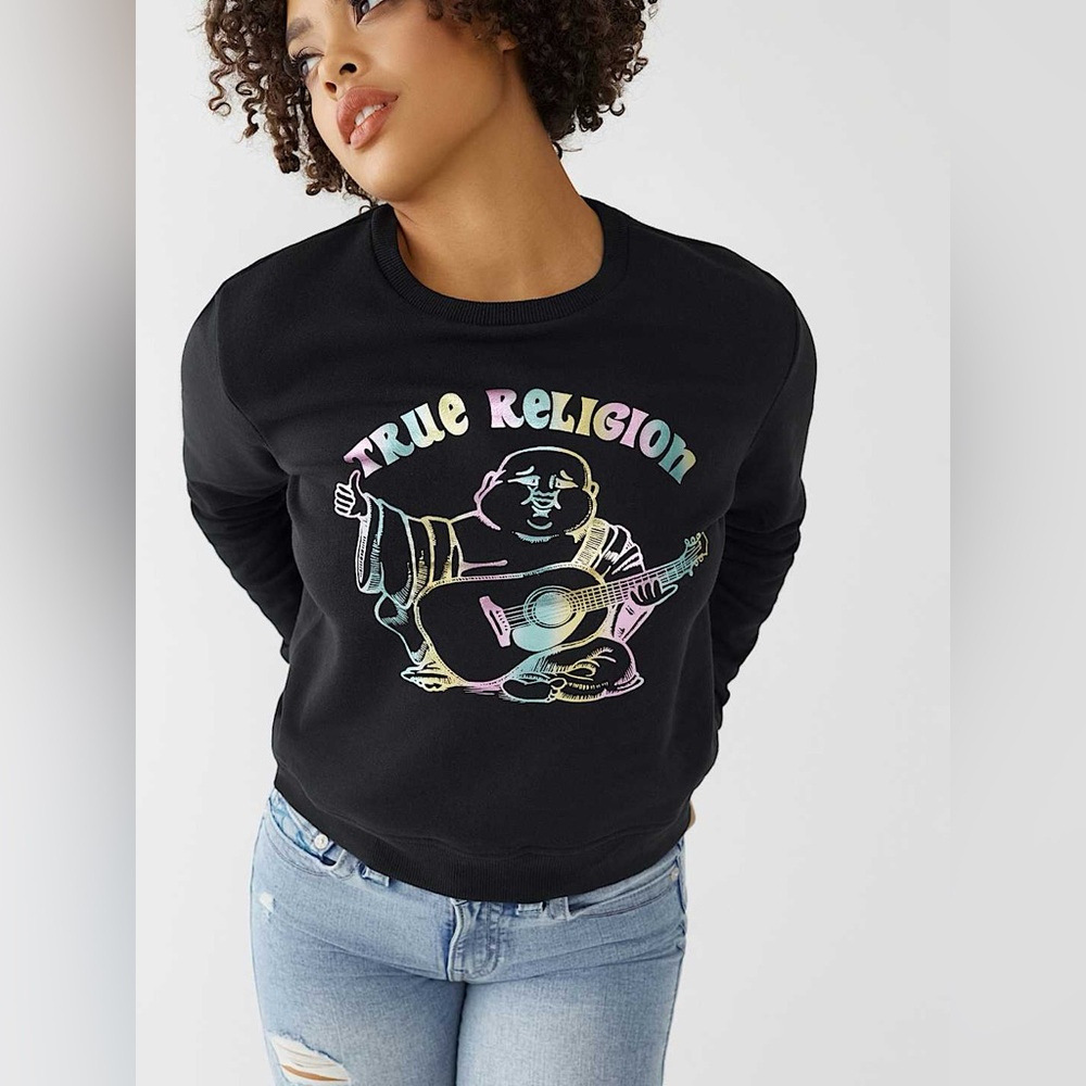 True Religion Black Sweatshirt with Colorful Graphic